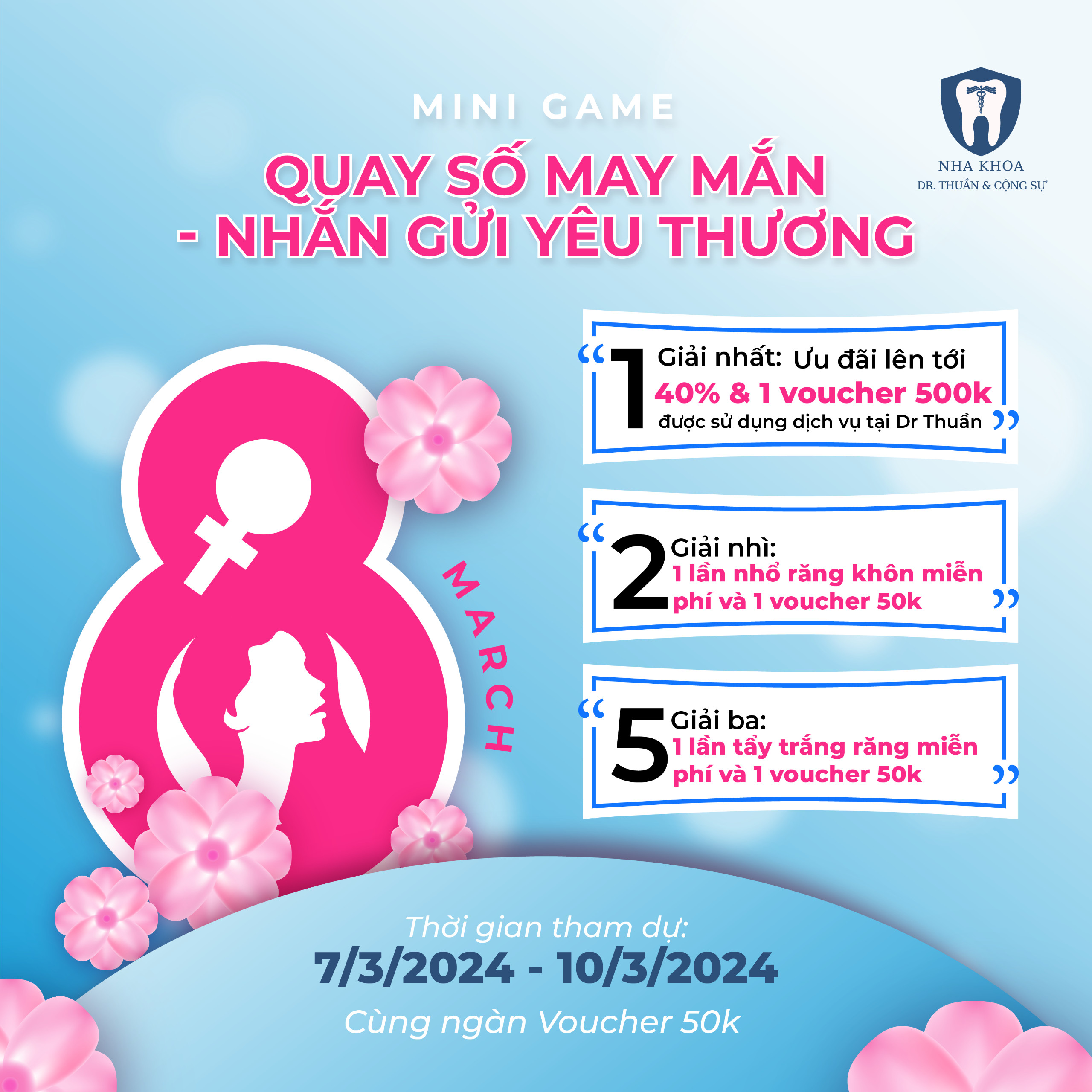 Nha khoa dr Thuần chúc mừng mong 8 thang 3